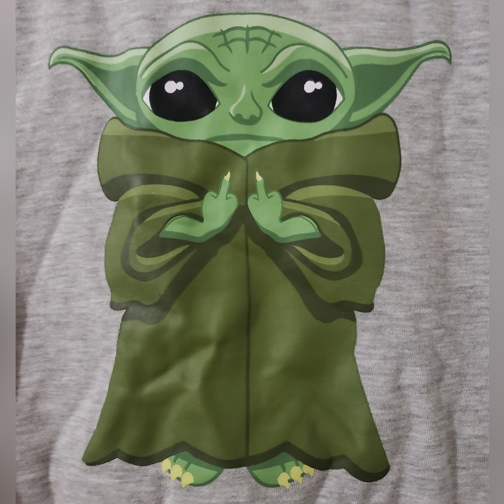 Grey Grogu Middle Finger Sweatshirt Sz Medium - Picture 1 of 5